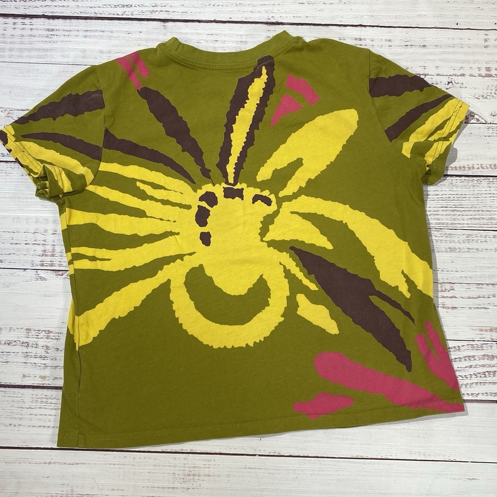 Alina Assi T-Shirt Womens Medium Green Yellow Abstract Graphic Short Sleeve Tee - Picture 6 of 7